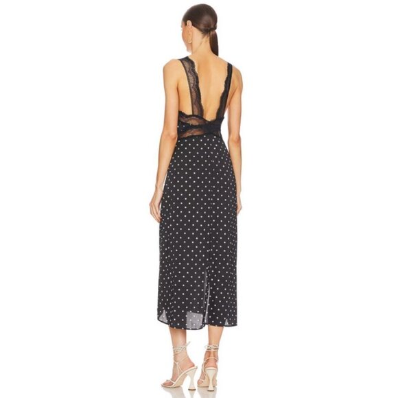 INTIMATELY FREE PEOPLE Bad For You Slip Dress ~ Black Polka Dot Print Lace L NWT - Picture 4 of 16